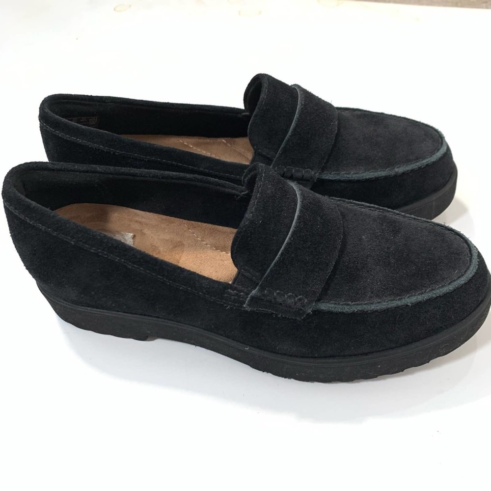 Clarks Bellevue Black Suede Loafer Shoes